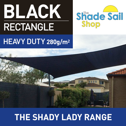 1.2 x 2.5 m Rectangle BLACK Shade Sails The Shady Lady Range