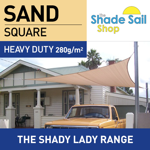3.6 m x 3.6 m Square SAND The Shady Lady Shade Sail  Range